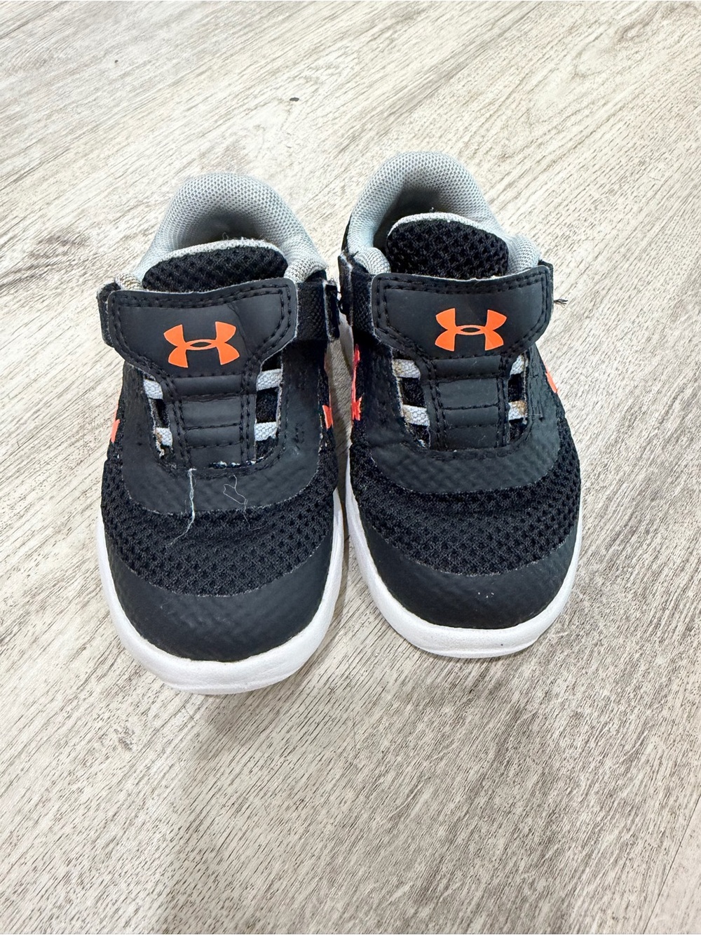 Under Armour Black and Orange Kids' Velcro Athletic Sneakers